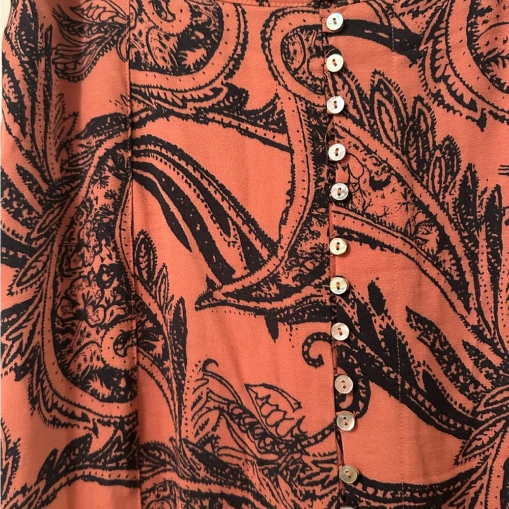 Free People orange - pink with grey patterned maxi skirt Renaissance Juliet - Picture 3 of 8